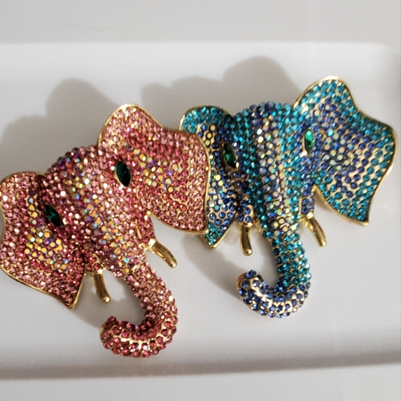Elephant pink BIG brooch pin Swarovski crystals elements AB aurora borealis NEW - Picture 13 of 14